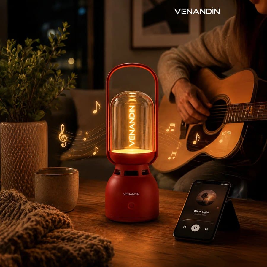 Venandin Lumia-V Bluetooth Hoparlörlü LED Gece Lambası — 60 Lümen, TWS (Kırmızı) ürün görseli